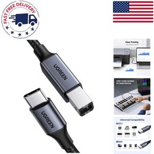 Durable 6.6FT Nylon Braided USB-B to USB-C Cable for Printers  MIDI Devices