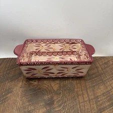 Temptations cranberry Color, 1.5 QT Meatloaf Casserole Baking Dish crackled