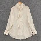 Peter Do Italy Womens Silk Blouse Shirt Size 34 Cream White Minimal Elevated