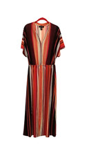 Ashley Stewart  Dress Womens Sz 14/16  Multi Colored Striped Short Sleeves EUC