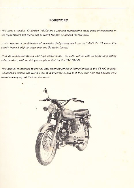 GENUINE YAMAHA YB100 (P) 1972 FACTORY WORKSHOP MANUAL - Image 2 of 2