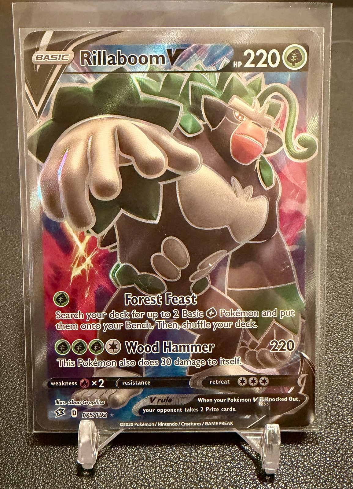 Rillaboom V (Full Art) Ultra Rare SWSH02: Rebel Clash 175/192 NM