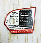 VINTAGE WHITE HOUSE COFFEE PAN SCRAPER GASOLINE OIL  STATION GAS PORCELAIN SIGN