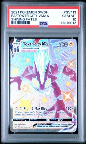 2021 POKEMON SWORD & SHIELD SHINING FATES #SV113 FULL ART/TOXTRICITY VMAX PSA 10