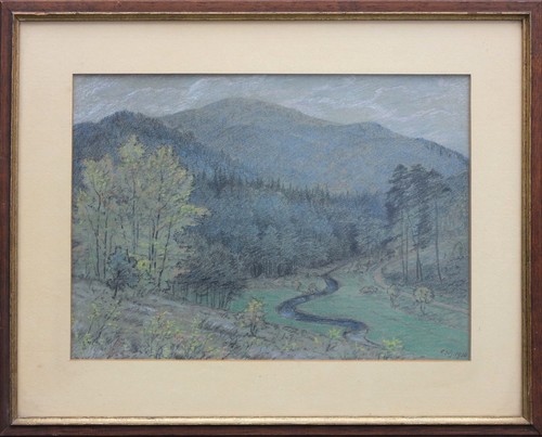 Antique Original Charcoal & Color Pencil Drawing Signed by Artist F. SCH, 1920 - Picture 9 of 9