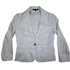 Theory White Blazer 4 Preppy Cotton Spandex Stretch Sporty Classic Business