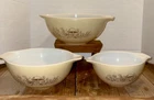 3 Piece Vintage Pyrex Cinderella Forest Fancies Mushroom Bowls 441  443  444