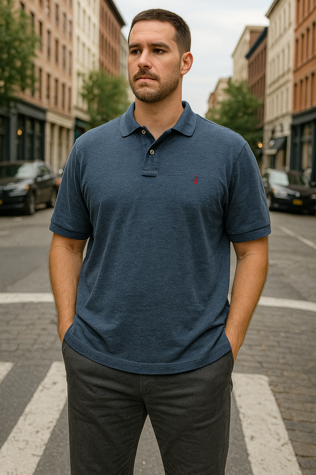 PONY Polo Ralph Lauren Uomo Vestibilità Classica Camicia Blu Navy Taglia 3XLT Iconic Big Pon