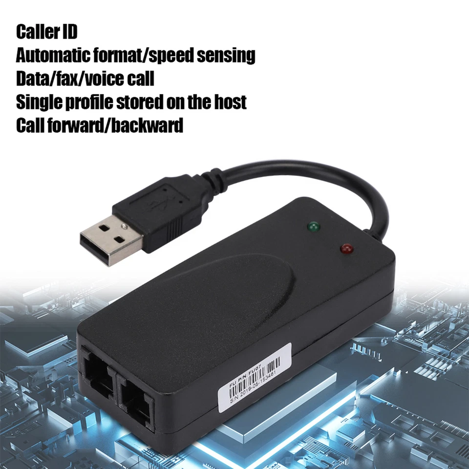 Fax Modem Dual Port USB2.0 56K External Modem Driver For Win 7/Win 8/Win 10 Kit - Image 3 of 4
