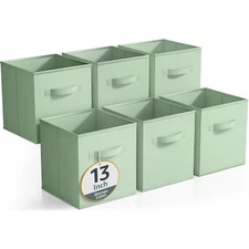 Sorbus Foldable Storage Cubes, Set of 6 Sage Green Fabric Organizer Bins