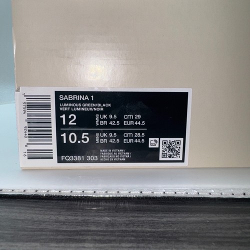 Nike Sabrina 1 Exclamat!on Womens 12 Luminous Green Volt Mens 10.5 Basketball - Picture 16 of 19