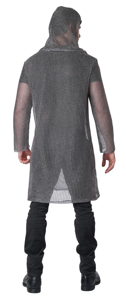 Túnica y capucha de cota de malla tejida metálica renacentista medieval disfraz para adulto Foto 3 de 4
