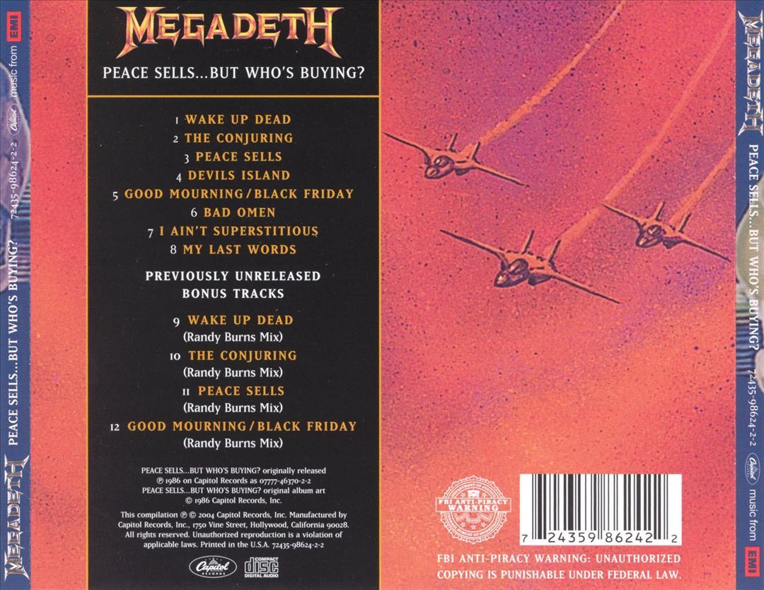 Megadeth Peace Sells But Who's Buying Bonus Tracks New CD