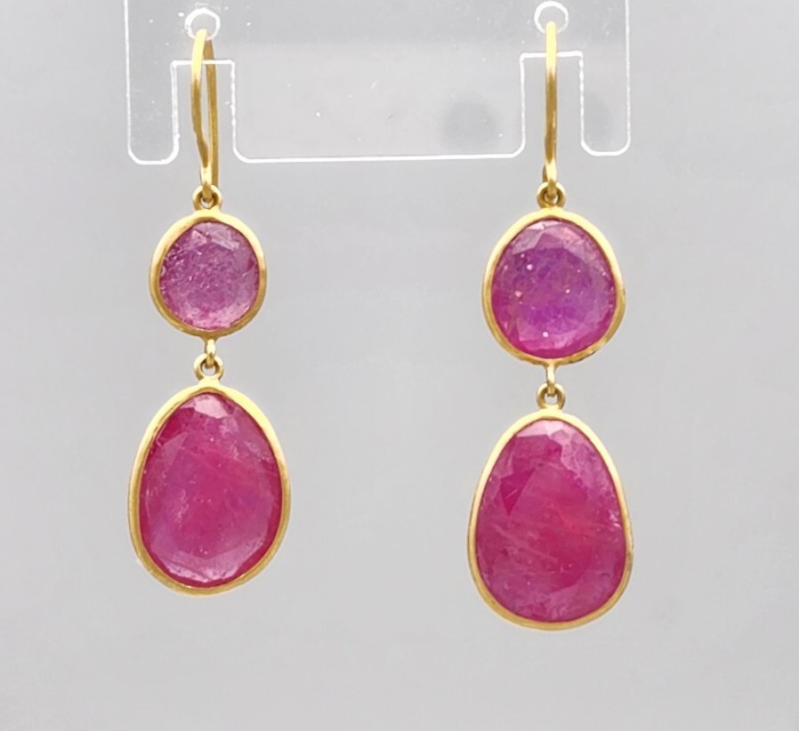 PIPPA SMALL London Solid 18K Faceted Ruby Double … - image 2