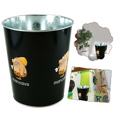 18cm Printed Waste Paper Bin Round Metal Rubbish Basket Dustbin Office Kitchen