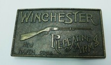 Vintage Winchester Repeating Arms Belt Buckle New Haven Connecticut Brass