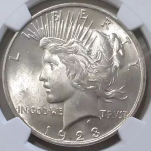 $1 1923 PEACE SILVER DOLLAR NGC MS 63 CX1