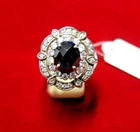 Black Onyx Ring Handmade Vintage Flower Diamond 925 Sterling Silver Size 9.5