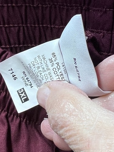 Peaches Wine Red Size 3XL Brand New Scrub Pants Style 7146CX - Picture 10 of 10