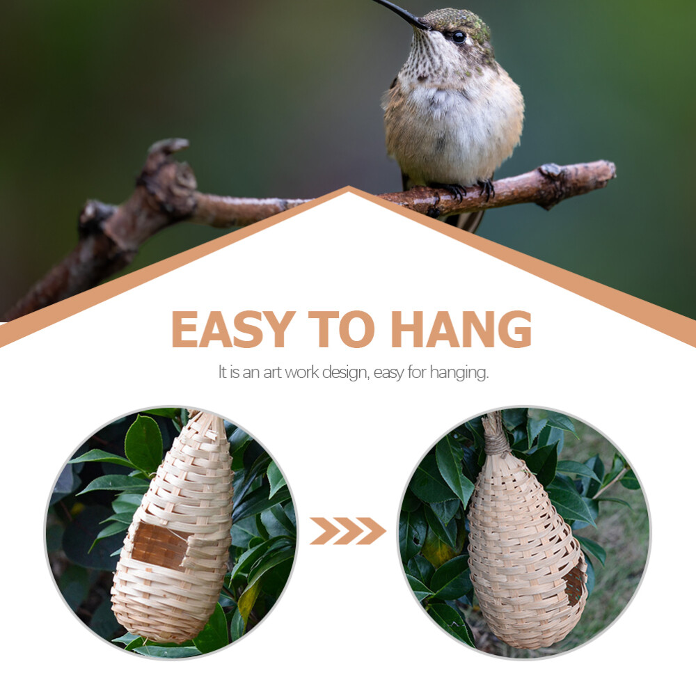 2 Pcs Bamboo Weaving Bee Hotel with Viewing Window Straw Bird Houses eBay