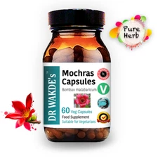 DR WAKDE'S Mochras Capsules (Bombax malabaricum) | 60 Veg Caps | Ayurvedic Su...