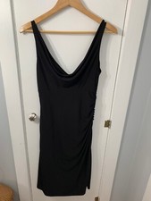 WHBM Sexy Polished Sophisticate Little Black Dress Ruched Bodycon SZ 8 EUC