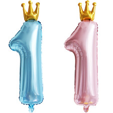 Balloon Number 1 with Crown Foil Balloon 1st Birthday Boy Girl Party Decoration