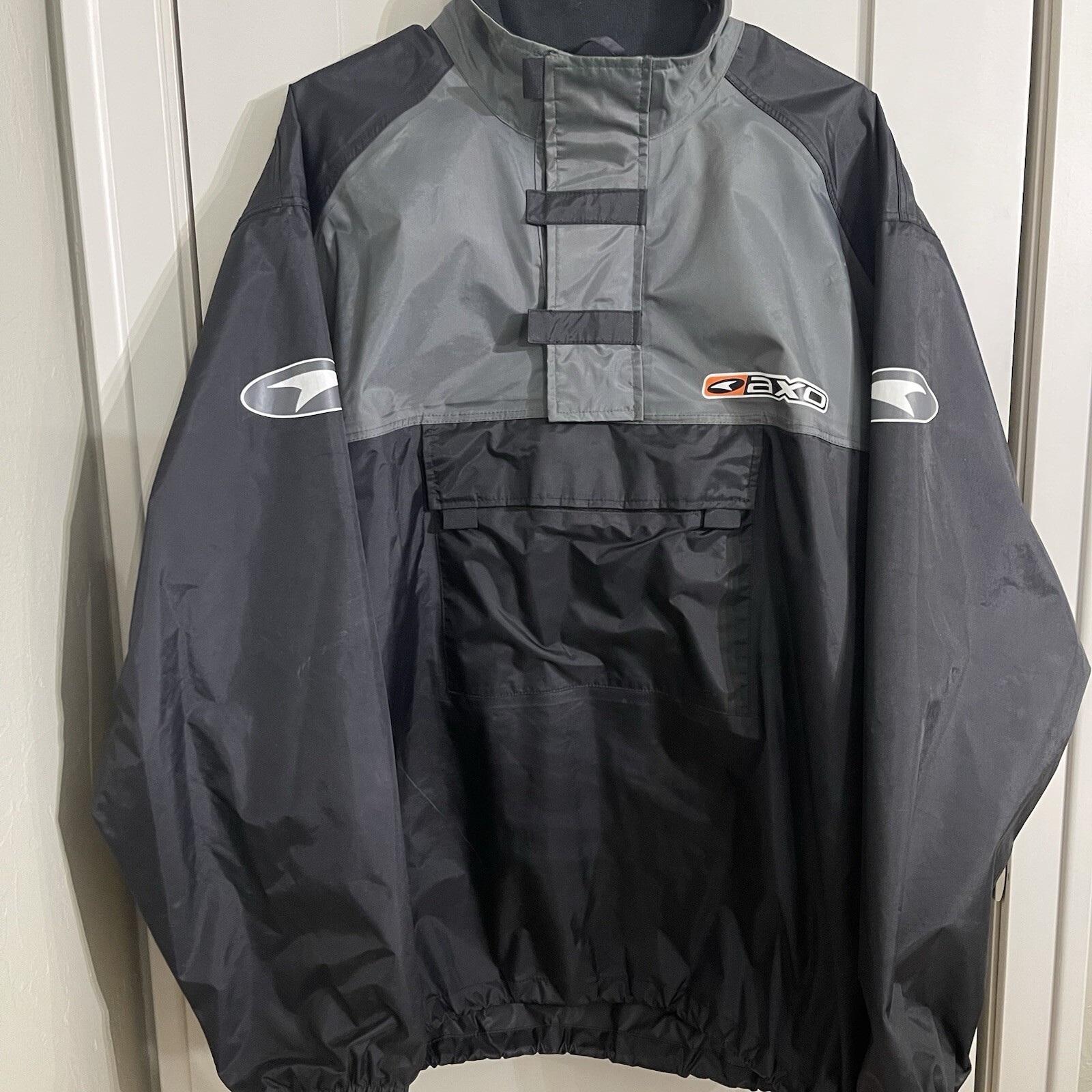 VINTAGE AXO Motorcross Windbreaker Waterproof Mens Large 2004 Black Sport Jacket