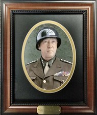 Gen. George S. Patton World War II General framed photo plaque hand colored 