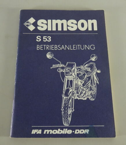 Operating instructions / manual Simson S 53 booth 12/1988 original