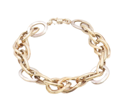 925 Sterling Silber Vintage Armband vergoldet Designer Oval Loop Link BT10334