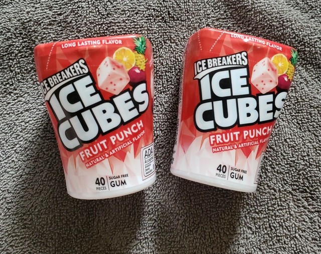 6 Canisters (40 Ct Each) Ice Breakers Ice Cubes Fruit Punch Sugar Gum
