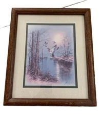 VTG Andres Orpinas Flying Wood Ducks Print, Wood Frame, 11x13”