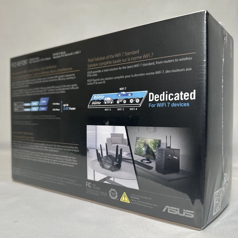 ASUS PCE-BE92BT WiFi 7 PCI-E Adapter With 2 External Antennas - NEW SEALED! - Image 2 of 4