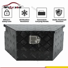 26X13.25X12 Inch Black Aluminum 5Bar Tread Truck Bed Tool Box Trailer Tongue Box