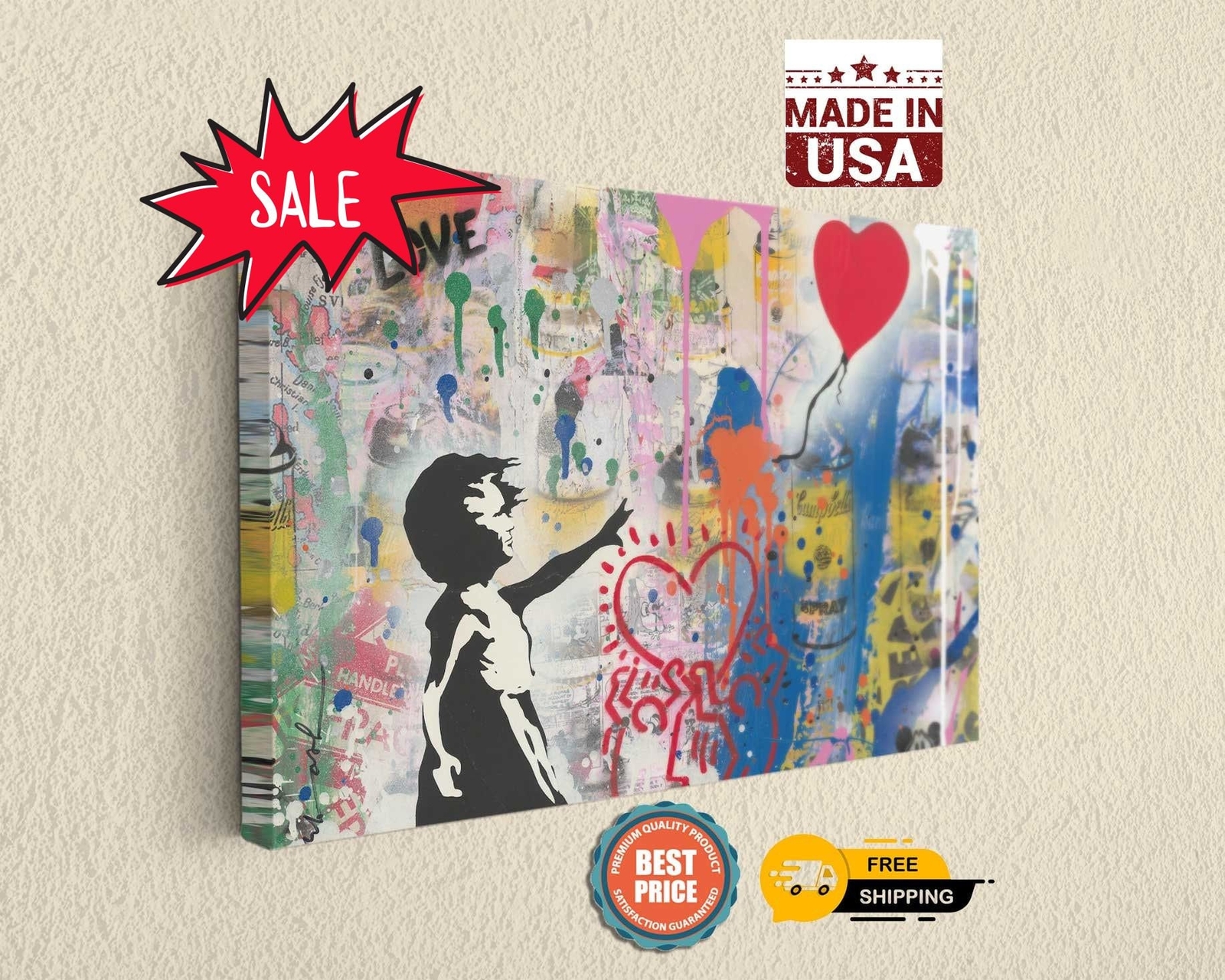 There Is Always Hope Colorful Banksy Street Urban Graffiti Canvas Print