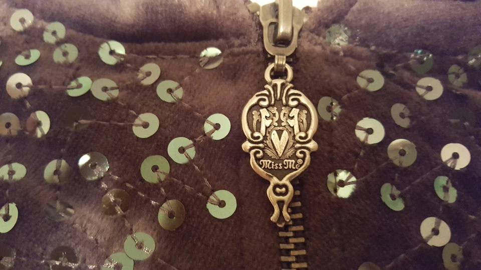 Sudadera con capucha Miss Me Girls marrón con lentejuelas talla L Foto 3 de 4