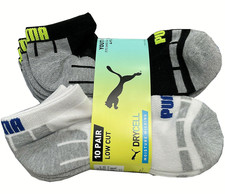 Puma 10 Pair Low Cut Moisture Wicking Socks For Youth