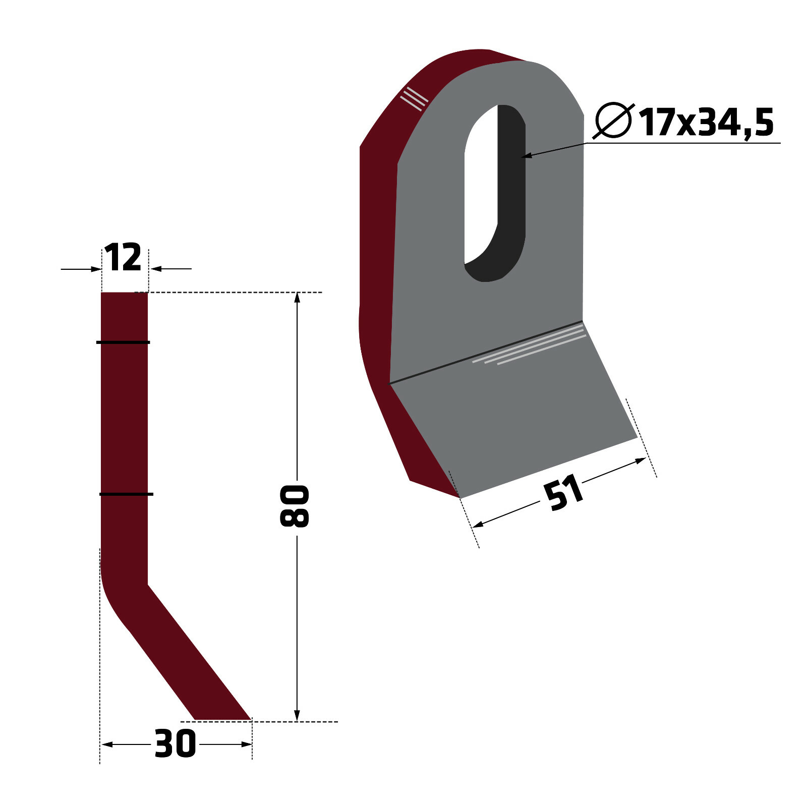 Schlegelmesser Hammerschlegel MUL-52 Mulcher Für Mulag Herder Hemos