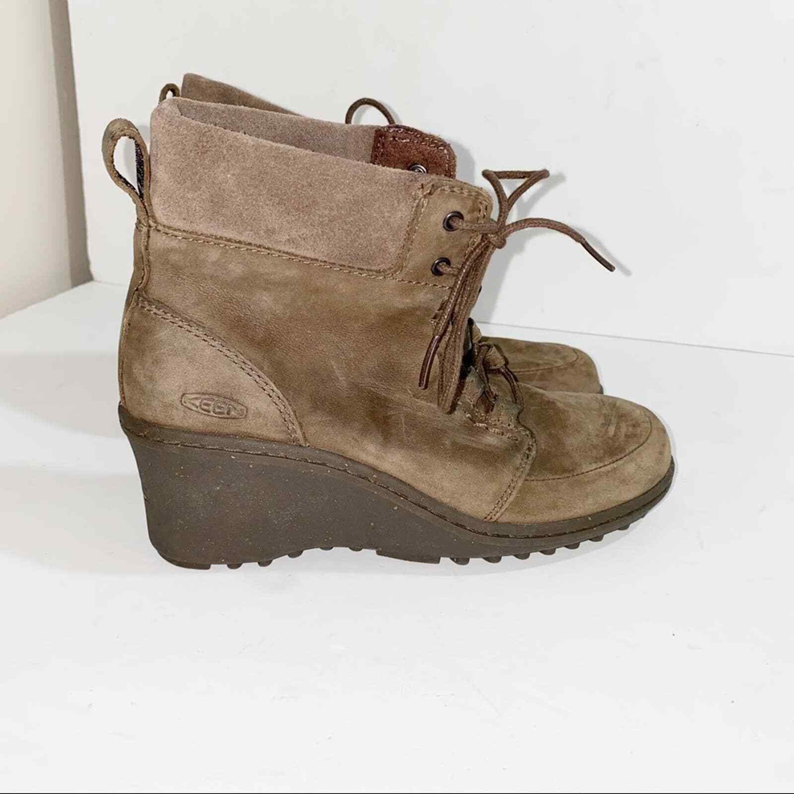 Stivaletti stringati Keen donna taupe zeppa tacco misura 5 5