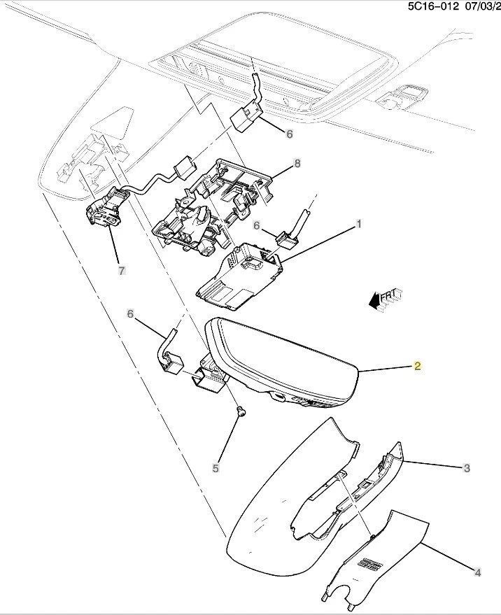 13536995 Inside Mirror with Auto Dimming, Video Display, Pre-crash Cadillac GMC - Image 2 of 4