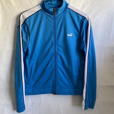 PUMA Track Jacket Womens BlueFull Zip Long Sleeve Mock Neck Polyester Sz  18”x21”