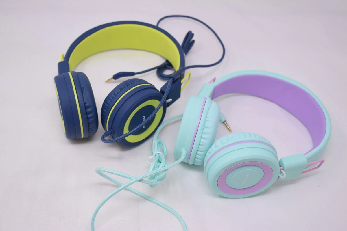 Lot 2 MPOW Kids Wired Headphones Blue and Green BH360A Open Box