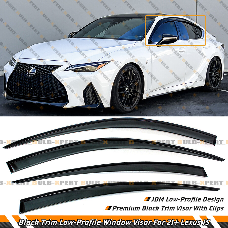 PREMIUM BLACK TRIM WINDOW VISOR RAIN GUARD W/ CLIPS FOR 2124 LEXUS