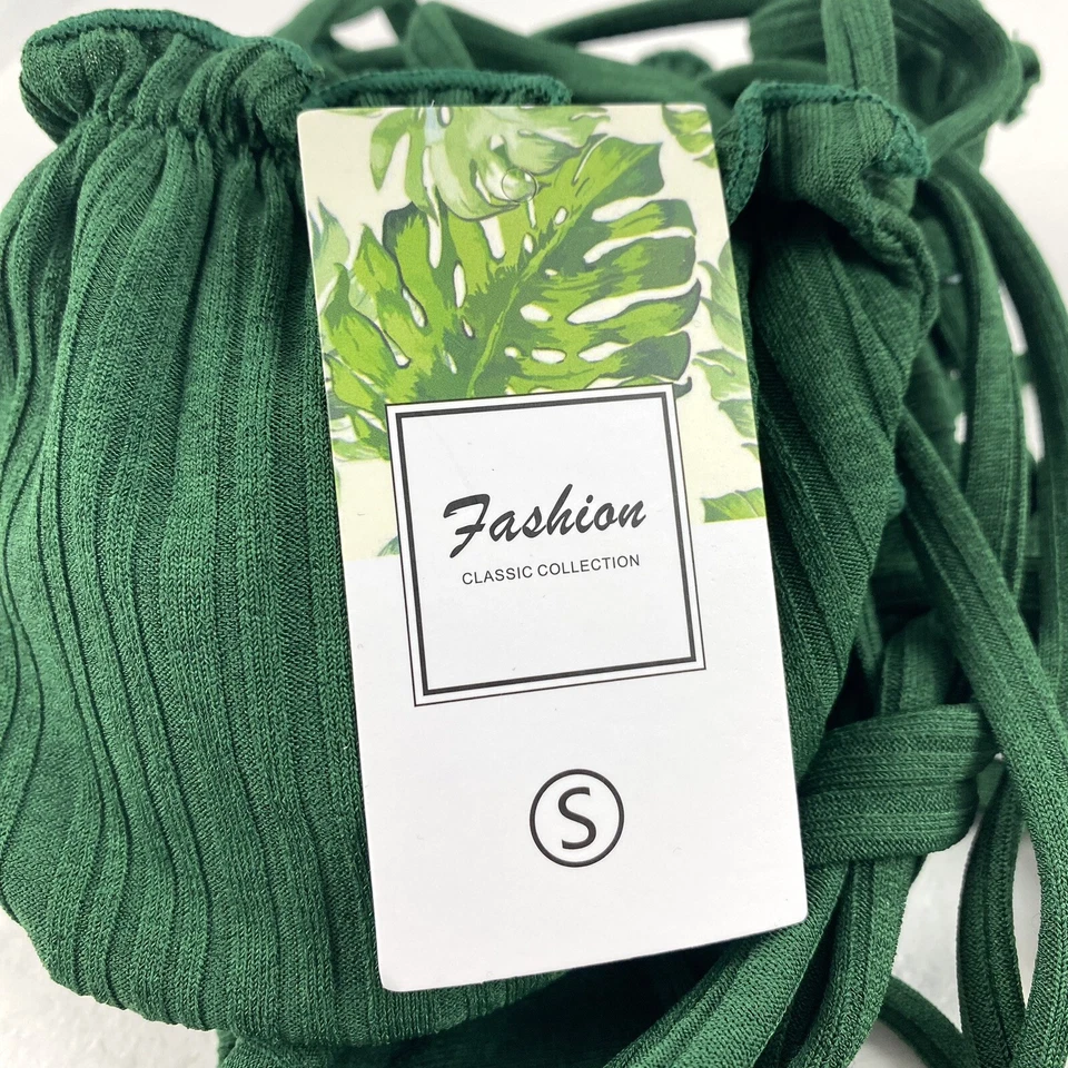 Moda Mujer Traje de Baño 2 Piezas Talla S Bikini Top Calado y Descarado Acanalado Verde Foto 3 de 4