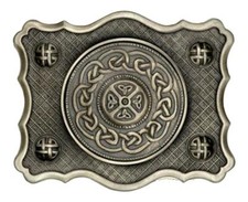 Art Pewter Kilt Buckle With Celtic Knot Scalloped Design in an Antique Finish