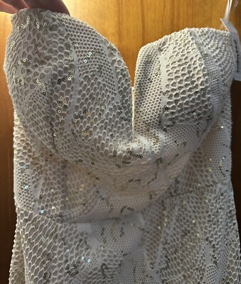 bailey blue sequin dress Bailey Blue long cream & gold sequins dress prom wedding new with tags size  L