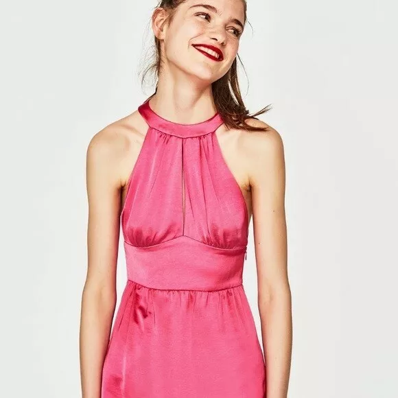 NEW Zara Pink Halter Dress with Opening Size M eBay