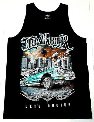 LOWRIDER Tank Top T-shirt Let's Cruise Urban Streetwear Vest Black