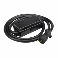 7-Way Trailer Cable with Junction Box - 10AWG Black (Various Lengths)